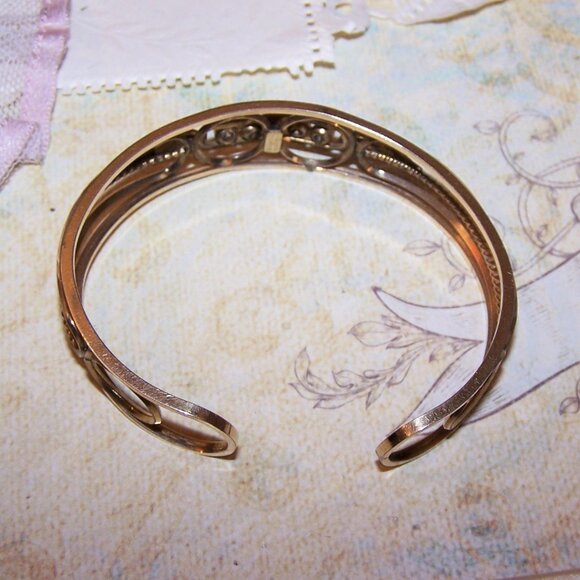 CARL ART 1/20th 12K Gold Filled Cultured Pearl Cuff Bracelet - Picture 3 of 4